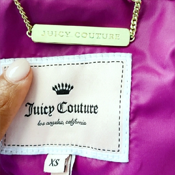 Juicy Couture Down Vest Fuchsia Purple Gold Zip - Picture 11 of 11